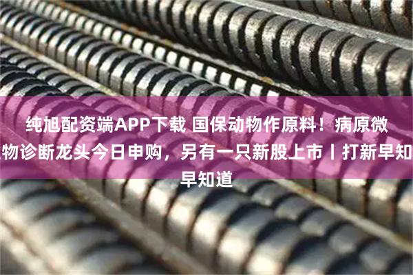 纯旭配资端APP下载 国保动物作原料！病原微生物诊断龙头今日申购，另有一只新股上市丨打新早知道