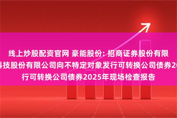 线上炒股配资官网 豪能股份: 招商证券股份有限公司关于成都豪能科技股份有限公司向不特定对象发行可转换公司债券2025年现场检查报告